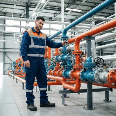 Industrial worker checking a maintenance schedule on a clipboard