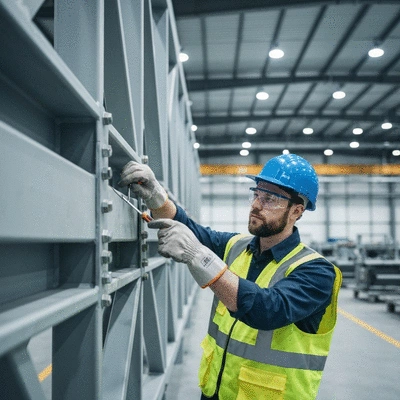 Engineer inspecting piping system with various support profiles