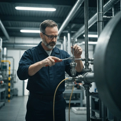 Technician installing CVC fixation accessories in an industrial setting