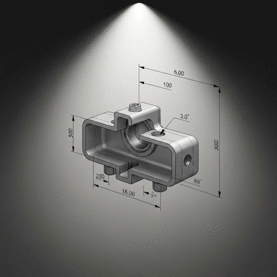 Schéma technique de platine de fixation pour tuyauterie