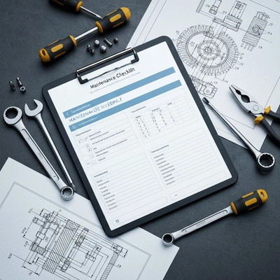Digital checklist or tablet with maintenance schedule