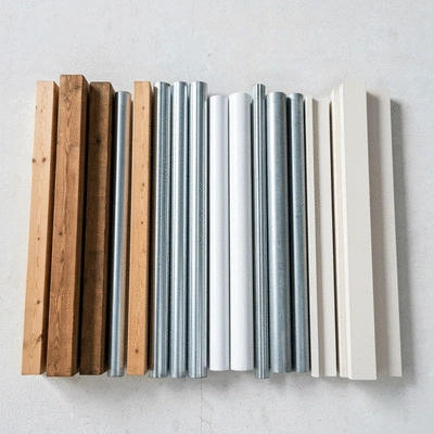 Different types of construction materials laid out