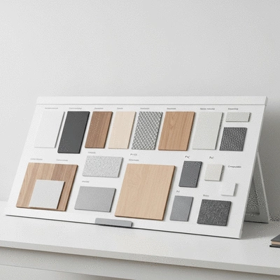 Architectural drawing with material samples