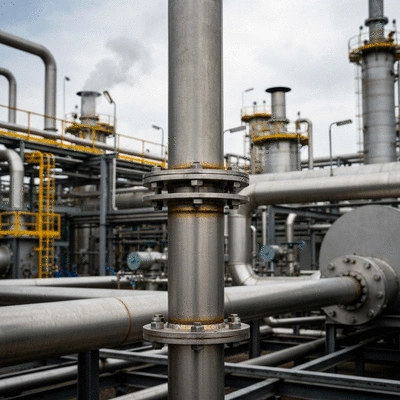 Stainless steel pipe support in a corrosive environment