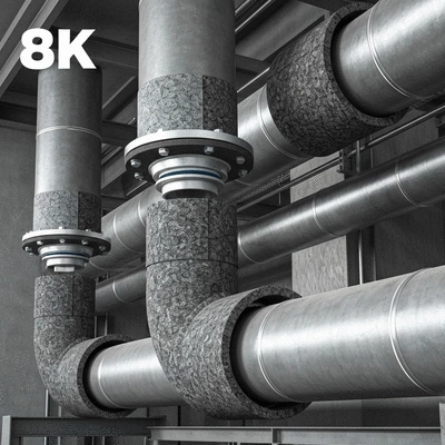Industrial pipes with soundproofing material and anti-vibration mounts